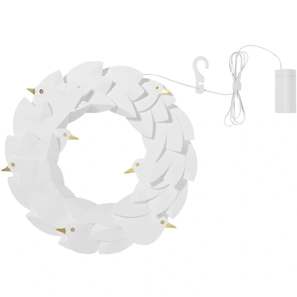 IKEA White Holiday Wreath with LED Lights Christmas decoration for door or wall